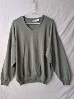 Men's V-Neck‎ Sweater in Sage Green by St. Christopher